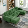 thumbnail image 6 of 110" Convertible Sectional Sofa Couch,L-Shape Sofa with Movable Ottoman,Velvet Upholstered Sofa for Living Room,Apartment,Office,Green, 6 of 6
