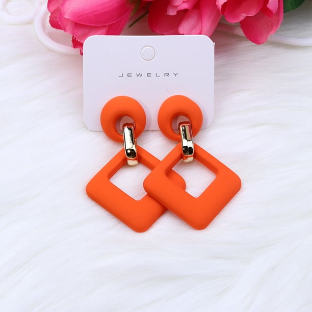 Pendientes huecos de diamantes de colores Pendientes acrílicos Pendientes a presión de moda simples Accesorios para las orejas para mujer