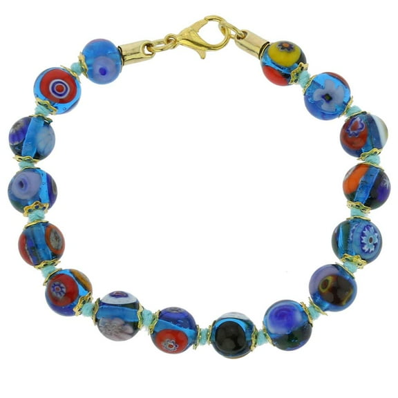 GlassOfVenice Murano Glass Mosaic Bracelet - Transparent Blue
