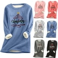 thumbnail image 3 of gakvbuo Ugly Christmas Sweater Women Funny Pullover Sweatshirt Xmas Print Crew Neck Warm Fleece Lined Shirt Tops Thickened Plush Christmas Long Sleeve Tops Holiday Plus Size Tunic Tops With Pocket, 3 of 3