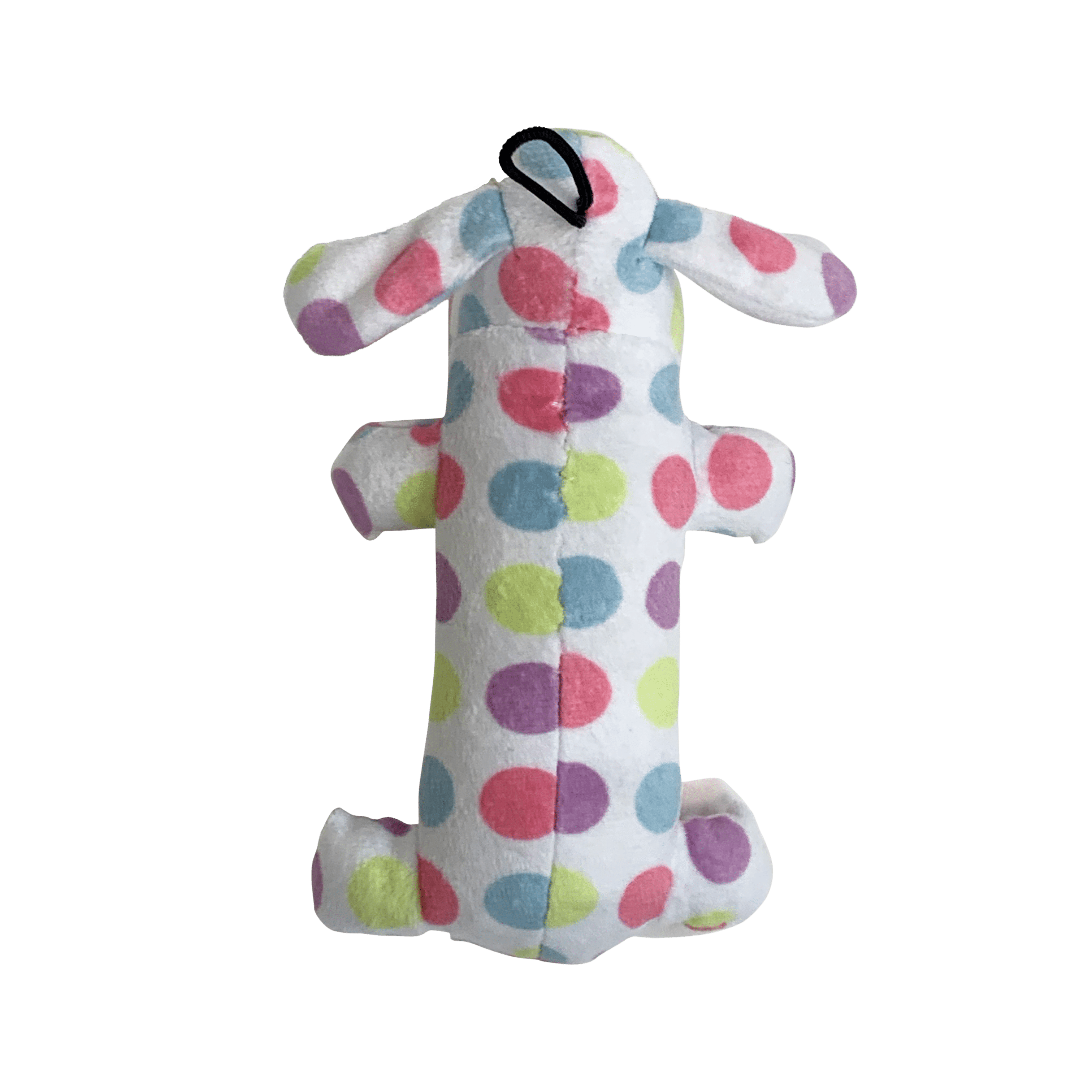 Multipet Plush Smiling Loofa Dog Toy, Small, Pastel Polka Dot