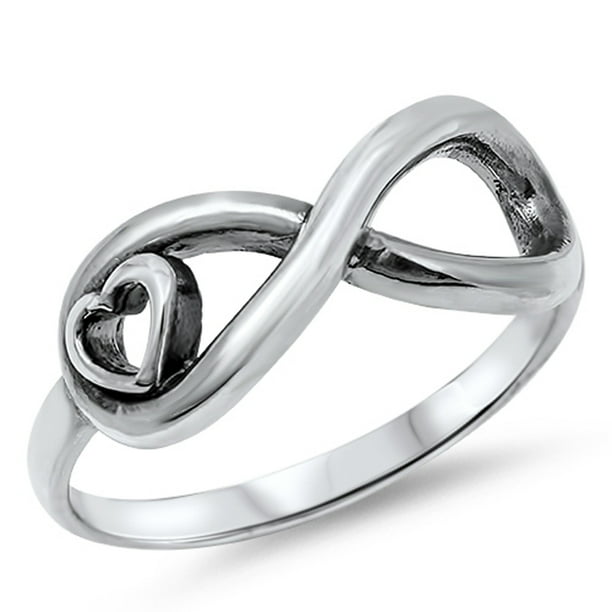 Sac Silver CHOOSE YOUR COLOR Women's Infinity Heart Promise Ring New