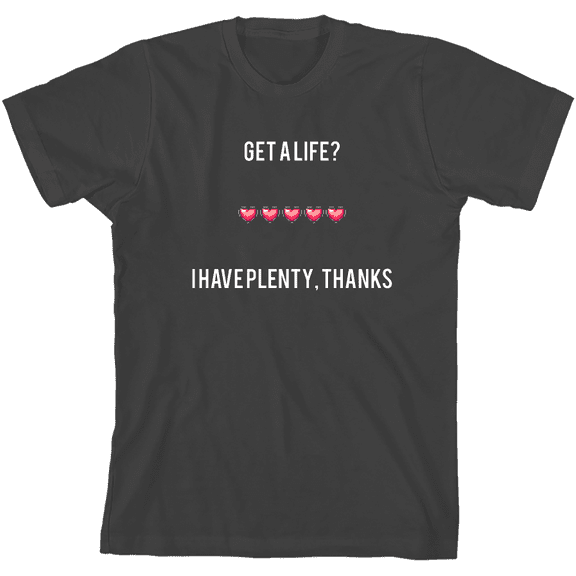 Gamer Get a Life Youth Charcoal Crew Neck Short Sleeve Tee-Medium