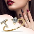 thumbnail image 3 of CILENON Non Tarnish Gold Rings Fashionable And Opening 26 Letters With Diamond Ring Ladies Jewelry Rubber Rings Women Silver Ring Ring Set(T,One Size), 3 of 4