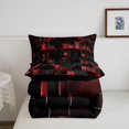 thumbnail image 4 of Black and Red Comforter Set Modern Geometric Bedding Comforter Sets Gradient Neon Cubes Twin Quilt Set Girls,Abstract Square Grid Duvet Insert Geometry Lattice Wall Brick Decor, 4 of 5