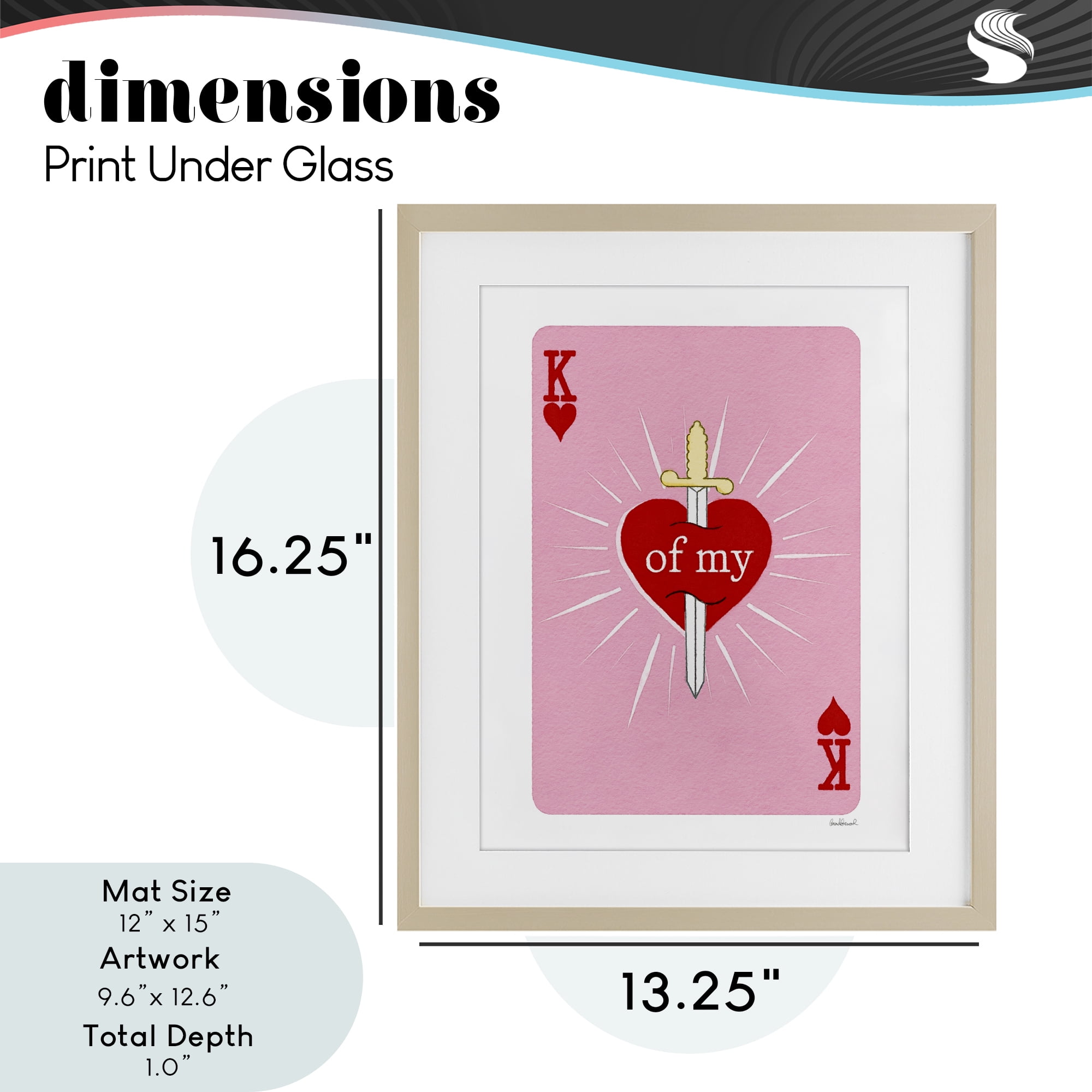King Of My Heart Sword Birch Framed Print Under Glass, design by Amanda Greenwood
