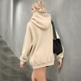 thumbnail image 3 of WTOBBY Women's Zip Up Hoodie Oversized Sweatshirt Fall Fashion Casual Jacket Long Sleeve Pullover for Street Style Comfort Wear,Beige L, 3 of 5