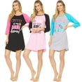 thumbnail image 5 of 3 Pack: Woman's 100% Cotton Soft Printed Long Sleeve Sleep Dress Night Gown Pajama Shirt XX-Large, Set B, 5 of 7