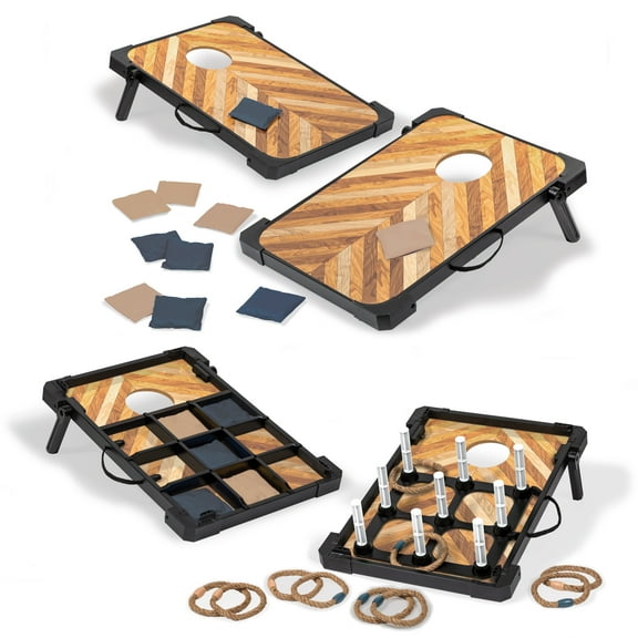 EastPoint 3-in-1Tailgate Toss Game Set - Cornhole, Tic Tac Toe Toss, Rings Toss - Includes all Accessories