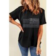 thumbnail image 7 of Women's Black Glittering Rhinestone American Flag Pattern T-Shirt, 7 of 7
