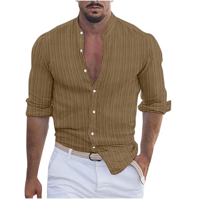 Camisetas Honeeladyy para hombre, blusas informales de manga larga con cuello vuelto y estampado a la moda para hombre