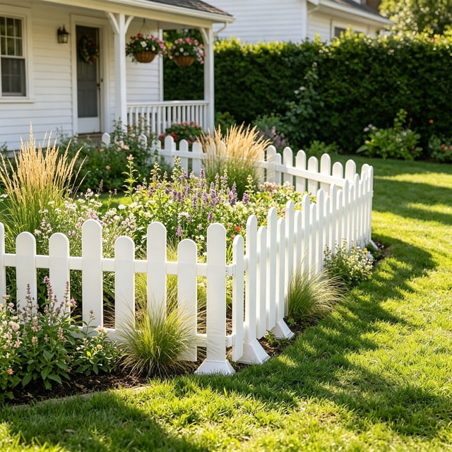 2 Pack Plastic Garden Edging Fence, Easy Assembly Weather Resistant Mini Border, Stable Reusable Lawn Divider, Ground Insert Landscape Barrier for Flower Bed Yard Path Patio Outdoor Decoration