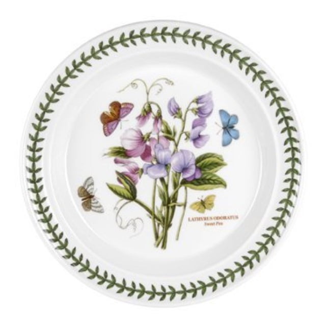 Portmeirion 344655 Botanic Garden Dinner Plate, 10.5", Sweet Pea, White