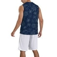 thumbnail image 5 of Easygdp Snowflake Dark Blue Men's Mesh Basketball Jersey Quick Drying Sleeveless Shirts Fitted Muscle Tank Tops Sport Round Neck T-Shirt - Small, 5 of 9