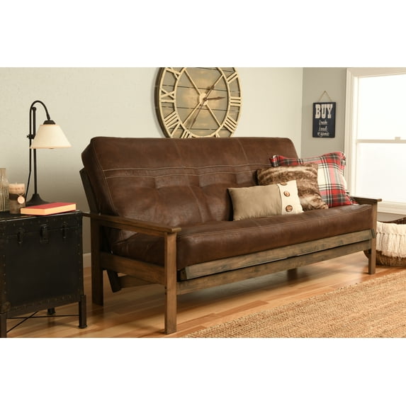 Albany Futon in Rustic Walnut Finish, Multiple Colors