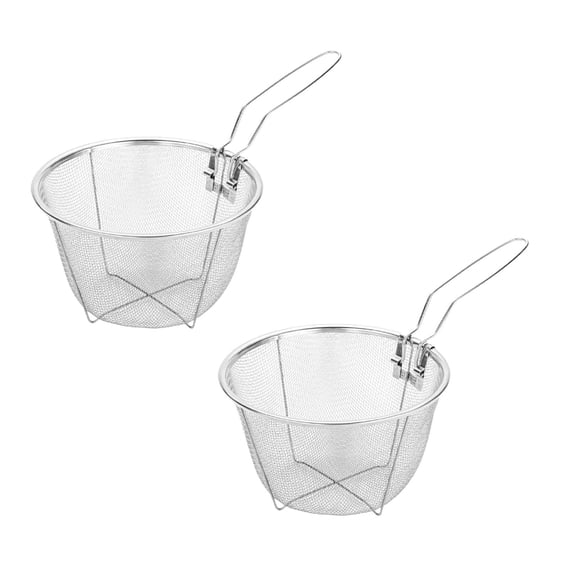 2Pcs Stainless Steel Deep Fry Basket for Frying Serving Food, Multifunctional Fryer Basket with Detachable Handle Fryer for Pot Mini Fish Fry Fryer Strainer with Long Handle Cooking Tool Happy 2026!