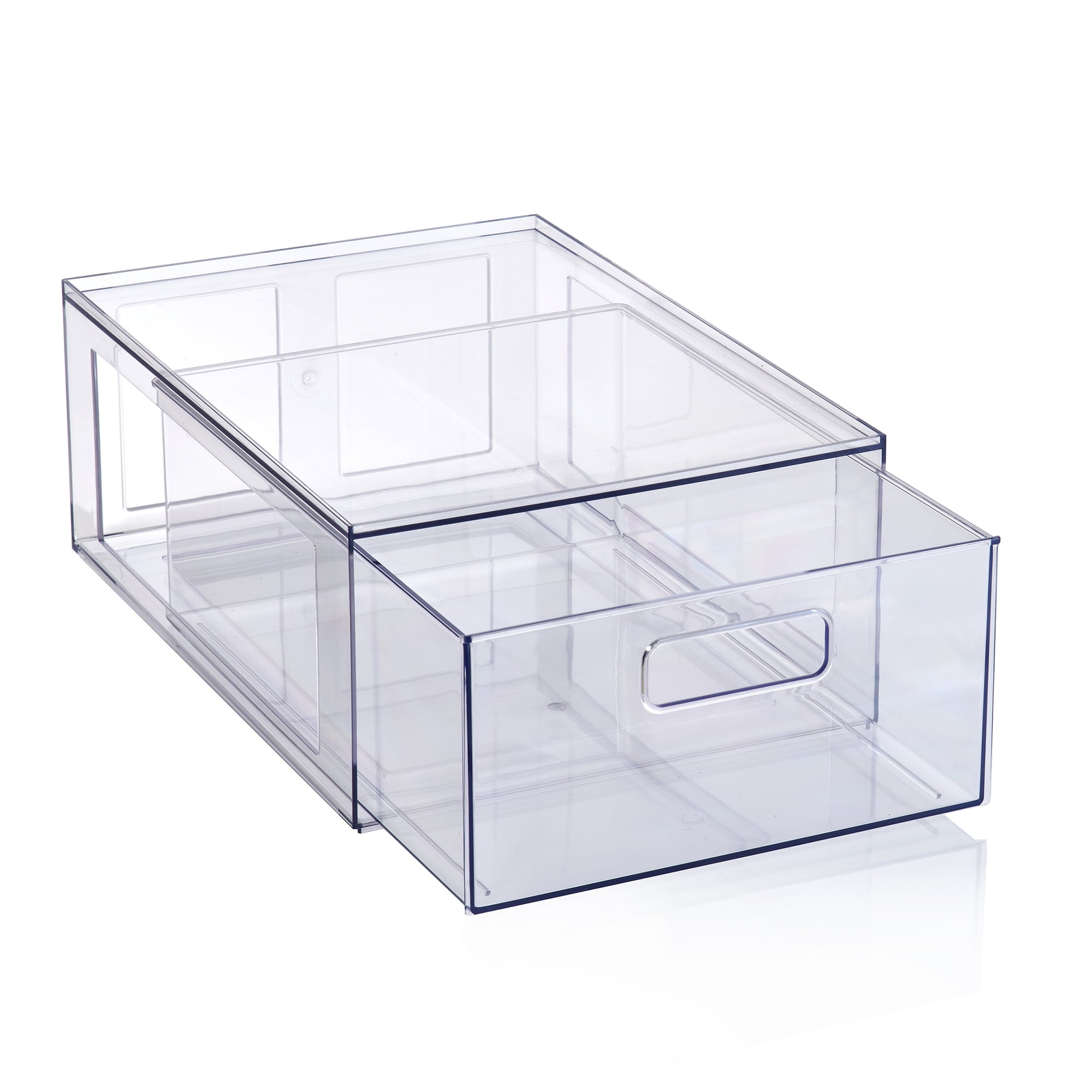 Mainstays Clear Glossy Plastic Pull-Out Closet Drawer Medium Size, Adult Size, dimension:14" L x 9.8" W x 5.5" H