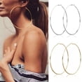 thumbnail image 4 of HOOUN Fashion Women's Jewelry Gold Silver Large Big Round Circle Dangle Hoop Earrings-gold 10cm, 4 of 9