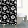 thumbnail image 4 of Black Christmas Snowflake Pattern Shower Curtain 84"x72" ,Bathroom Decorative Shower Curtains Set with 12 Hooks,Modern Waterproof Washable Shower Curtain, 4 of 6