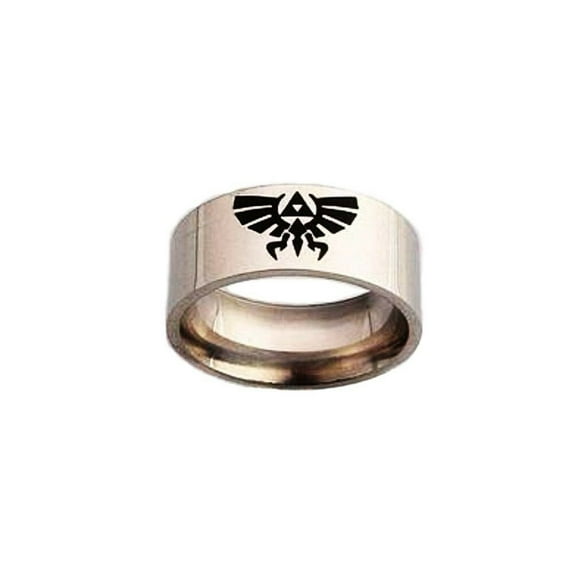 The Legend of Zelda Logo Symbol Stainless Steel Band Ring Size 9