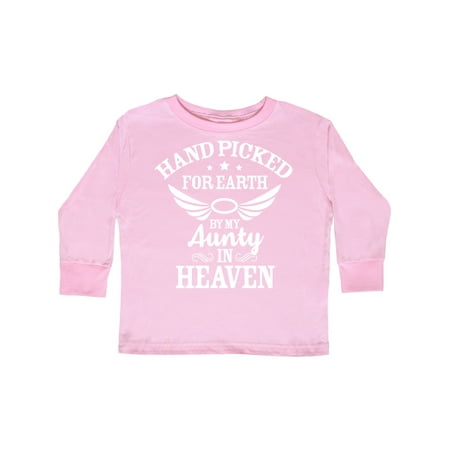 

Inktastic Handpicked for Earth By My Aunty in Heaven with Angel Wings Gift Toddler Boy or Toddler Girl Long Sleeve T-Shirt