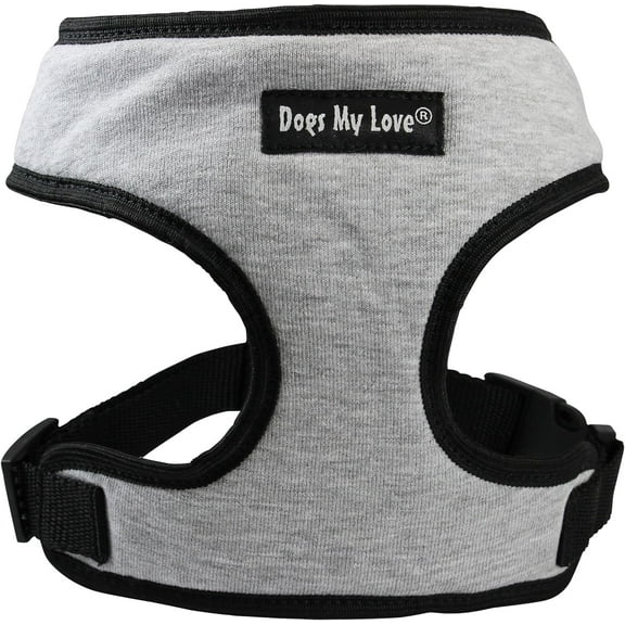 Dogs My Love Soft Vest Harness for Dogs and Puppies 6 sizes Grey (XS (Neck Max: 9"; Chest Girth: 10"-15"))