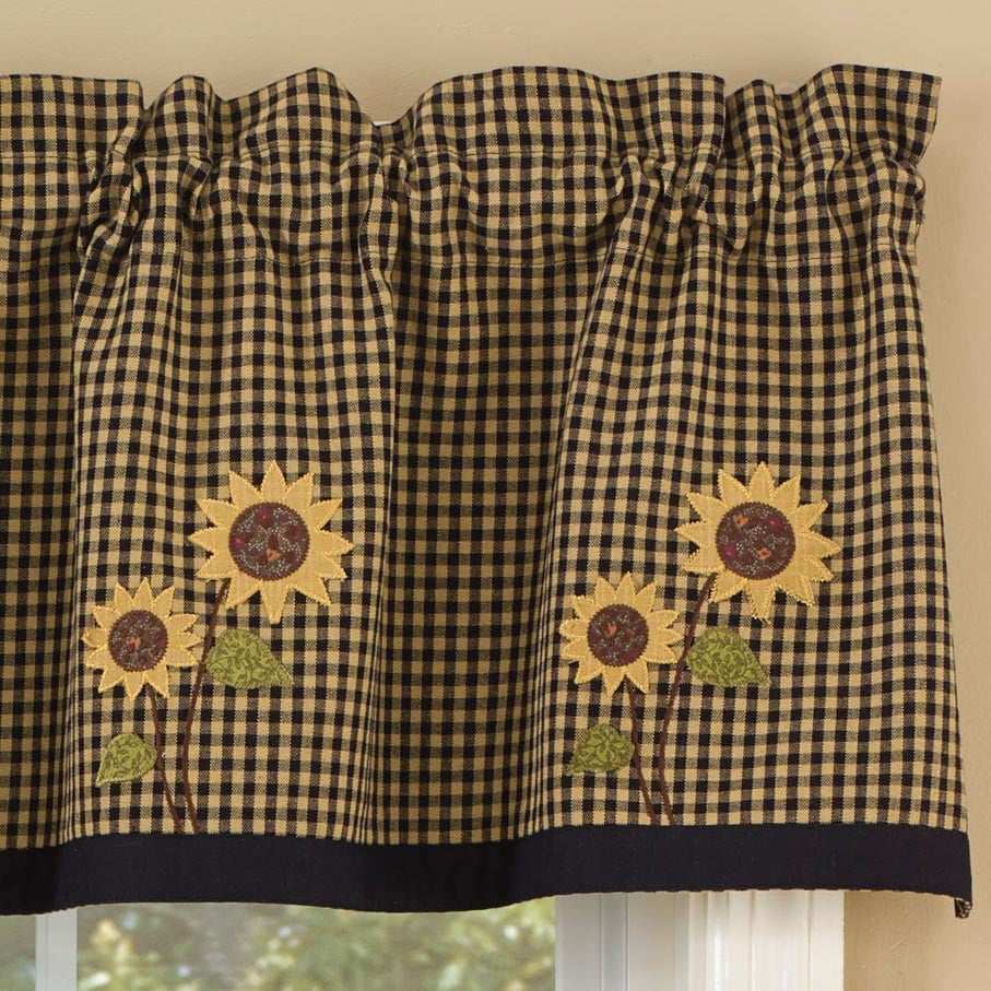 Sunflower Check Lined Valance Walmart Com