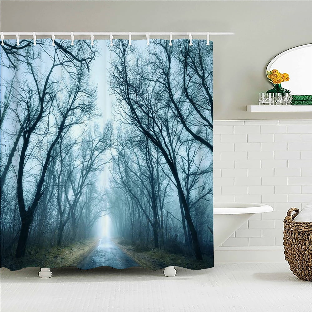 Nature Forest Scenery Waterproof Fabric Shower Curtain Trees landscape