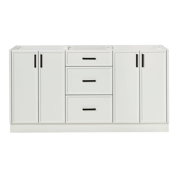 Ariel Kelly 66 Inch Double Sink Base Cabinet In White