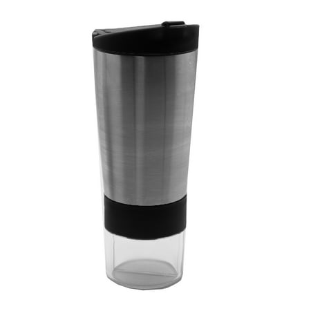 Tea Totaler Travel Mug with Infuser and Storage Container-Silver/Green Color.