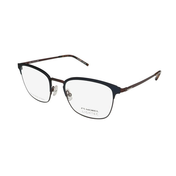 NEW LIGHTEC 30196L MENS DESIGNER FULL-RIM NAVY / BROWN / TORTOISE FRAME DEMO LENSES 53-20-145 FLEXIBLE HINGES EYEGLASSES/GLASSES