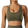 thumbnail image 2 of TrendVibe365 Sports Bras Women Ribbed Knit No Underwire Push up No Show Bralettes Padded Strappy Back Criss-Cross Back Supportive Corset Bra Full Coverage Cute Underwear Green M, 2 of 6