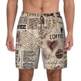 thumbnail image 2 of Picia Abstract Coffee Pattern With Letters pattern Mens Swim Trunks with Compression Liner Stretch Beach Shorts Quick Dry with Zipper Pockets No-Chafing Board Shorts-Large, 2 of 9
