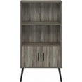 thumbnail image 6 of Homestock Mid Century Style Accent Cabinet With Wood Legs, Fits In Your Space, Sturdy On Flat Surface, 2 Tall Shelving And A Storage Cabinet-Finish:French Oak Gray, 6 of 7