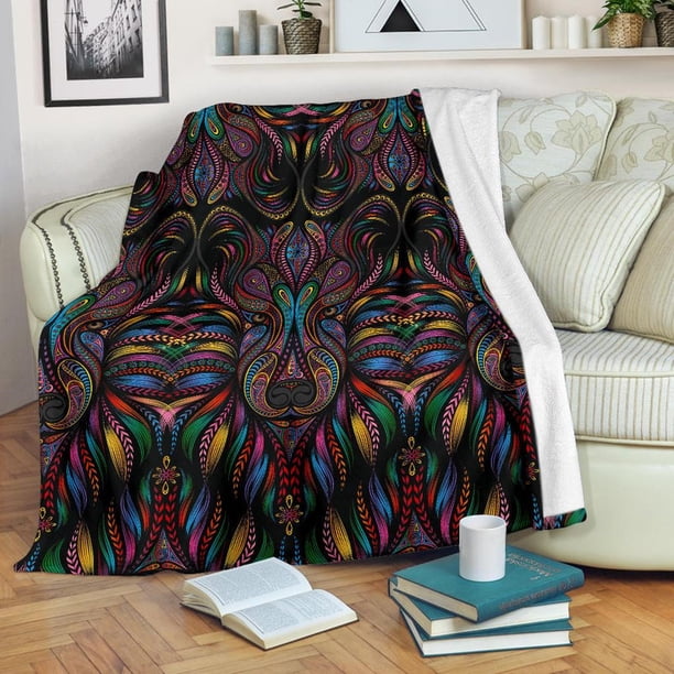Manta polar Art Wolf de colores