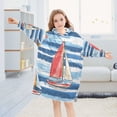 thumbnail image 5 of FORMRS Wearable Blanket Hoodie with Sleeves for Kids Cozy Flannel Sweatshirt, Red Sailboats, 5 of 7