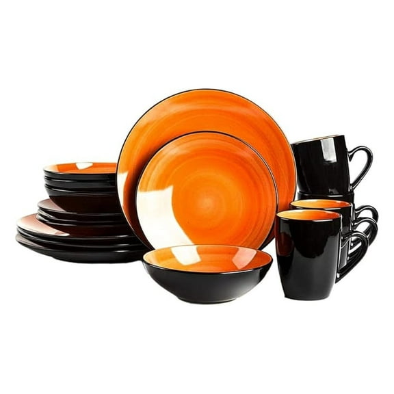 Stoneware Sonoma 16pc Dinnerware Set, Black Speckled - Dishwasher Safe, Service for 4