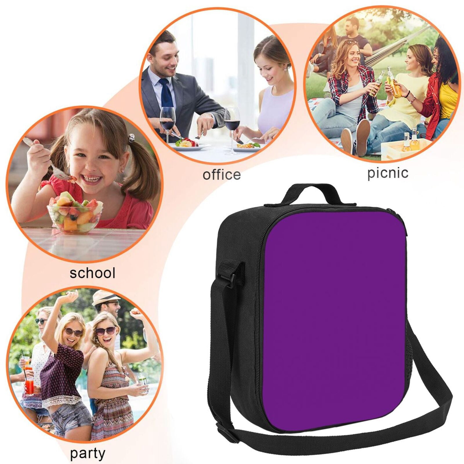 Ratiio Purple Print Lunch Box - Reusable Lunch Bag Men Adult Women- Insulated LunchBox