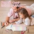 thumbnail image 5 of Large Capacity Pencil Case, Expandable 3 Compartment Pen Bag with Multiple Slots, Double Zipper Oxford Cloth Stationery Organizer for Students School Office Supplies, Dreamy Blue, 5 of 6