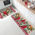 thumbnail image 2 of Hello Love Cardinal Red Birds Kitchen Rugs Set of 2, Valentine''s Day Pink Rose Flower Leaves Plaid Kitchen Mats Decor, Anniversary Wedding Floor Door Mat Home Decorations -17x29 and 17x47 Inch, 2 of 6
