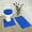 Blue, variant on #6 Brown 3-Piece Bathroom Mat Rug With Lid Cover Set, Plain Embossed Large Rug , Contour Mat , and Toilet Lid Cover with Rubber Backing