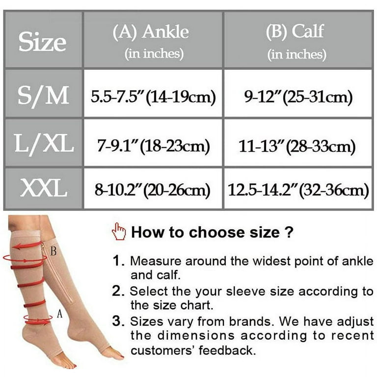 Compression Stocking Socks for Varicose Vein Zipper Socks for Pain Relief  Swelling Pregnancy Leg Knee Ankle Socks Physical Therapy For Men and Women  : : Health & Personal Care