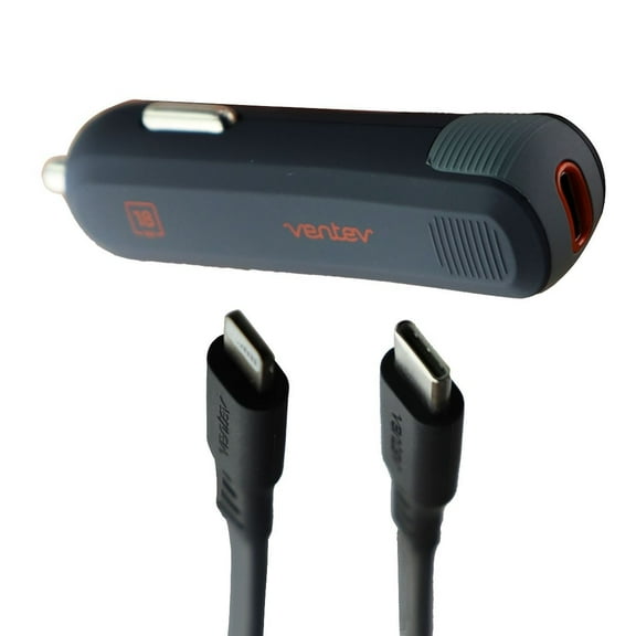 Ventev Power Delivery Car Charger 18W with USB-C to Lightning Cable Grey Car Chargers