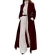 thumbnail image 3 of Abrigo Informal de Lana Abrigado con Cuello en V y Larga para Mujer, de Color Liso Vino Tinto L, 3 of 7