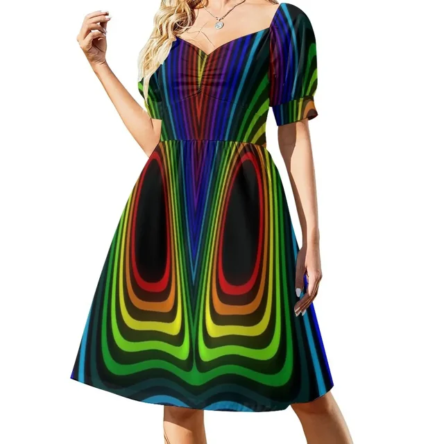 Vestido de manga corta Psycho Waves vestido para mujer vestido largo mujer verano elegante conjuntos de mujer verano mujer