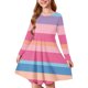 thumbnail image 2 of Odeerbi Niñas Manga Larga Ballet Skater Vestido Rainbow Striped Stretchy Twirly A Line Vestido Escuela Recital Cuello Redondo Vestido, 2 of 5