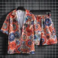 thumbnail image 2 of Conjuntos de camisas para hombre, conjuntos de playa blancos, conjunto de 2 piezas, conjunto coreano de dos camisetas, pantalones cortos, trajes para hombre, elegantes, 5xl, elásticos, sueltos, fresco, 2 of 5