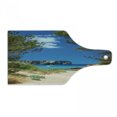 thumbnail image 1 of Beach Cutting Board, View on Cala Algaiarens from Sand Pathway Cliff in Water Menorca Island Europe Theme, Tempered Glass Cutting and Serving Board, Wine Bottle Shape, Multicolor, by Ambesonne, 1 of 1