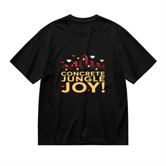 CONCRETE JUNGLE JOY,City Skyline Heart Print 2, Vintage T Shirt, Cotton T-Shirt for Men, 23666352,XXL