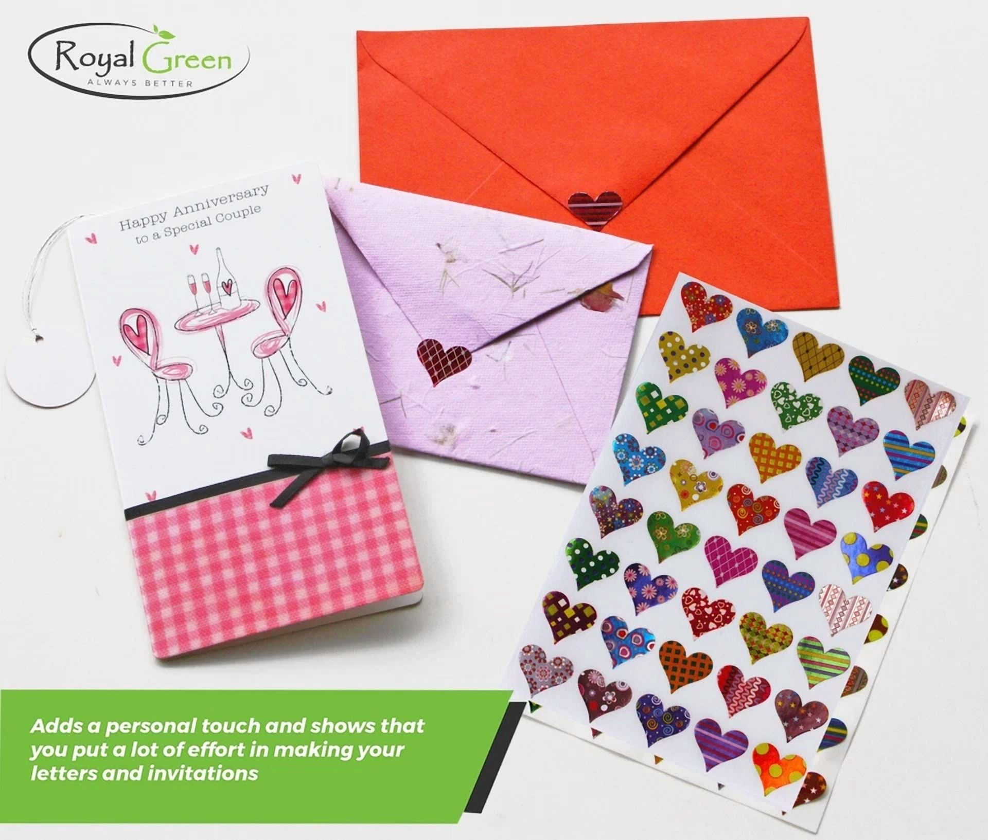 CRESTIN- Valentine Heart Stickers Assorted Patterns Permanent Adhesive Labels 400 Pack